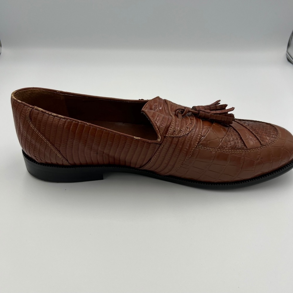 Belvedere Mens Brown Genuine Snakeskin All Leather Brogue Loafer Shoe Size 10 - Picture 3 of 16